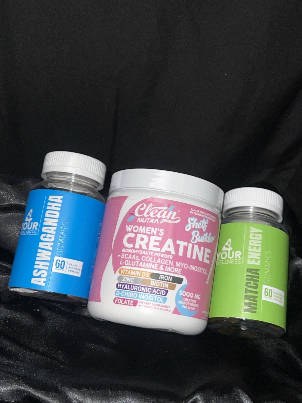 Women’s Creatine Ashwaganda And Matcha Energy Gummies 3 Piece Bundle Full Size !