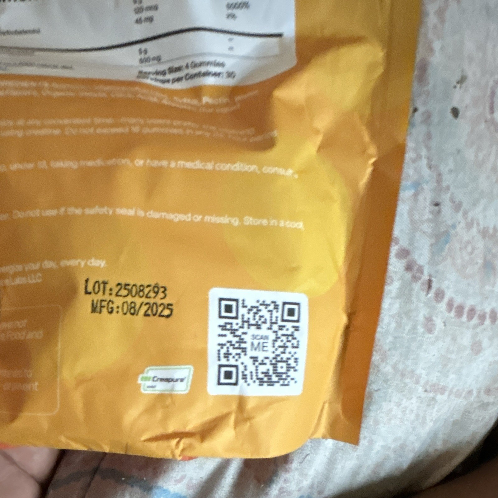 Vybrance Labs Creatine Monohydrate Gummies Citrus Mango Vegan 120 ct
