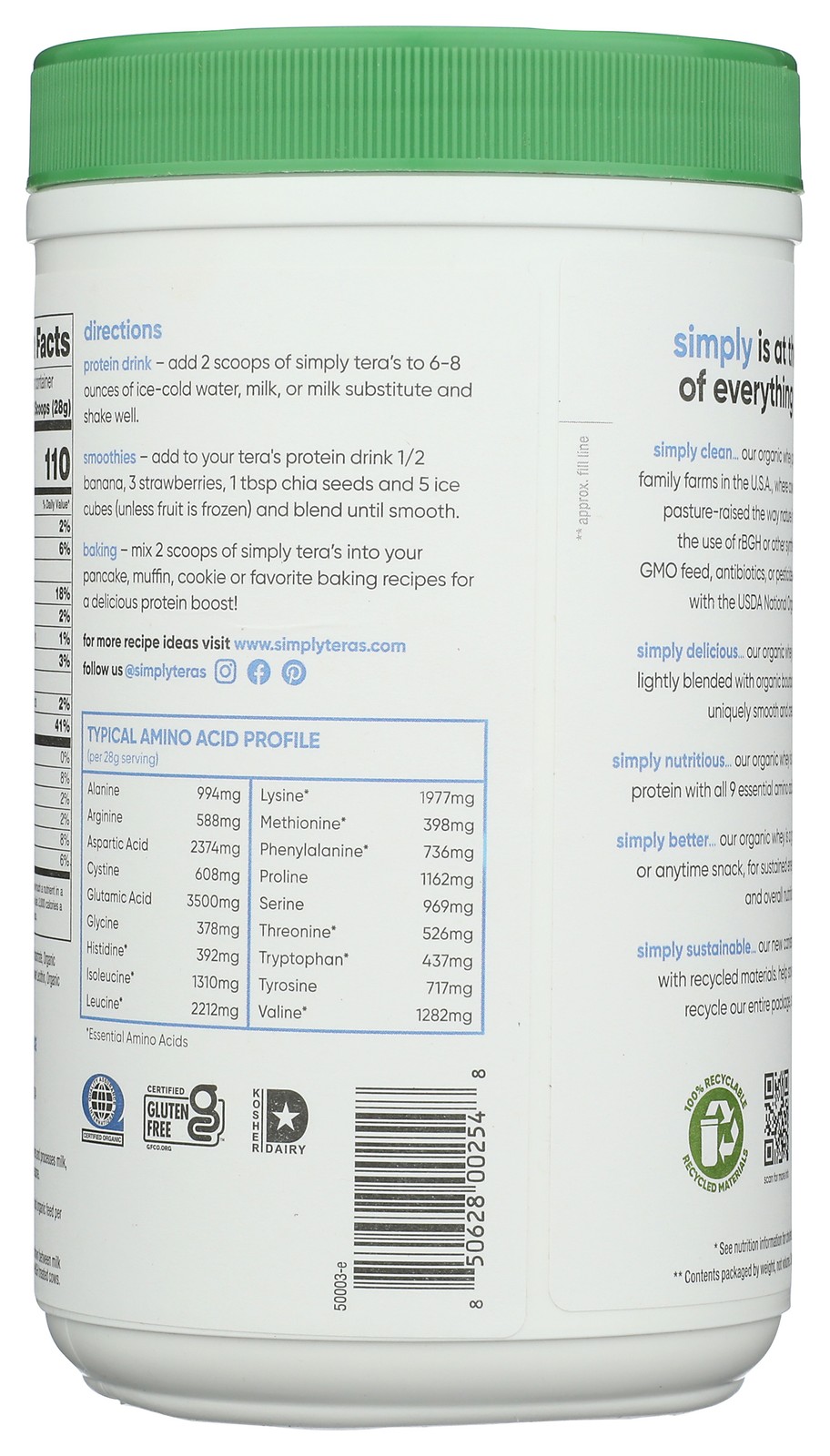 Organic Bourbon Vanilla Whey Protein By Simply Tera’S 12 Oz Powder 1 Pack
