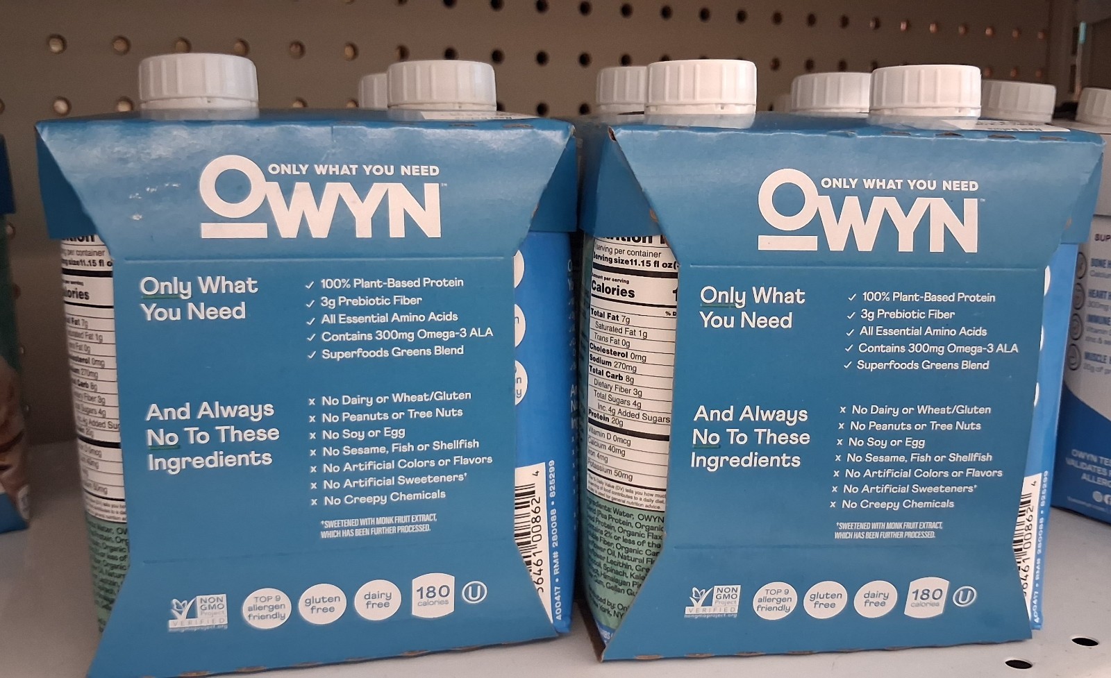 2 packs of 4 each OWYN Dairy-Free Protein Shake Smooth Vanilla 20g Protein