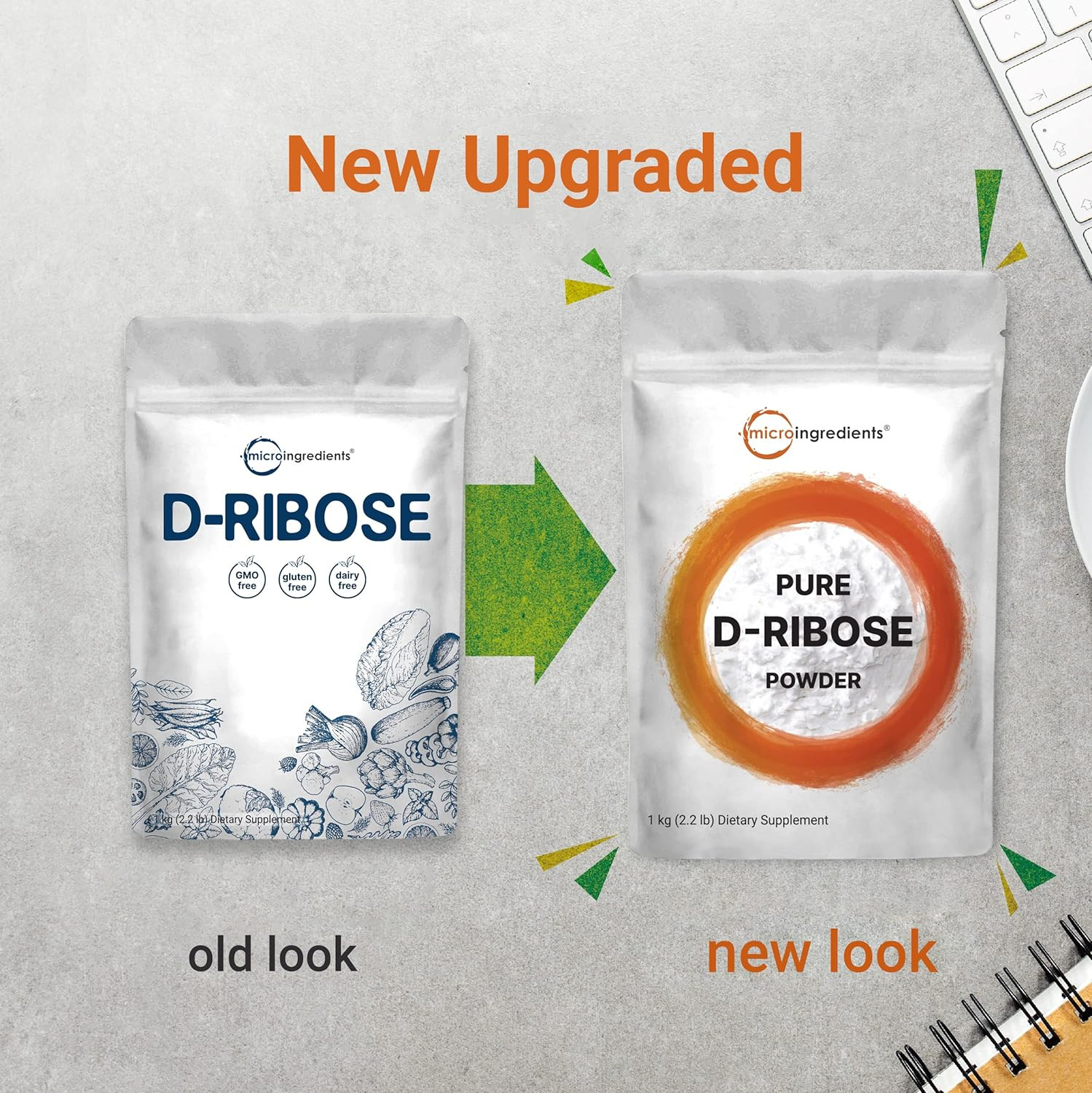 Pure D-Ribose Powder 2.2lb Natural Simple Sugar, Dissolves Clear, Pharmaceutical