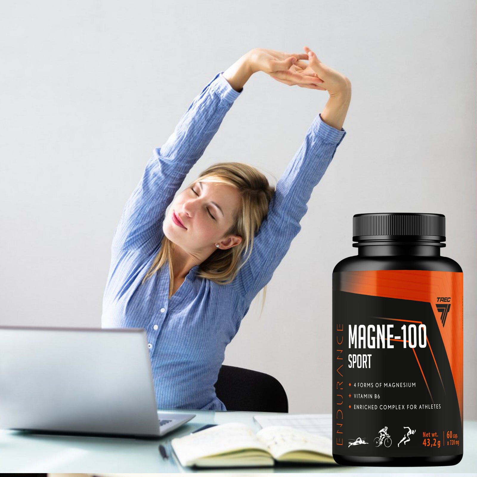 MAGNE-100 SPORT 60–360 Caps – Magnesium + B6 for Cramps, Energy & Recovery