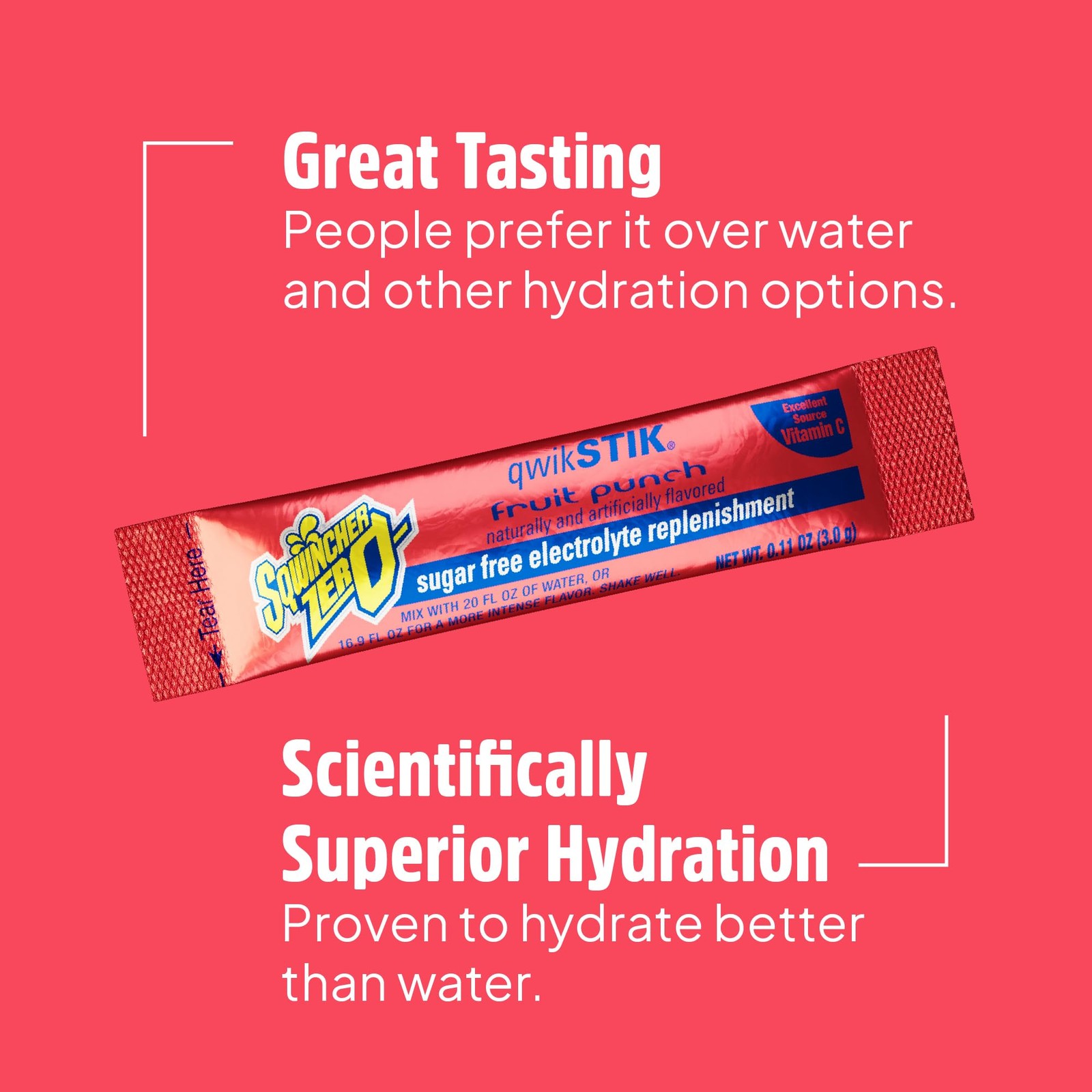 Zero Qwik Stik, Fruit Punch, Sugar Free, Low Calorie, Low Sodium Electrolyte Pow