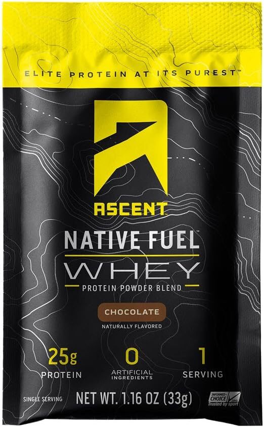 Ascent Native Fuel Whey Protein Powder – Chocolate – 15 Single Serving Packets