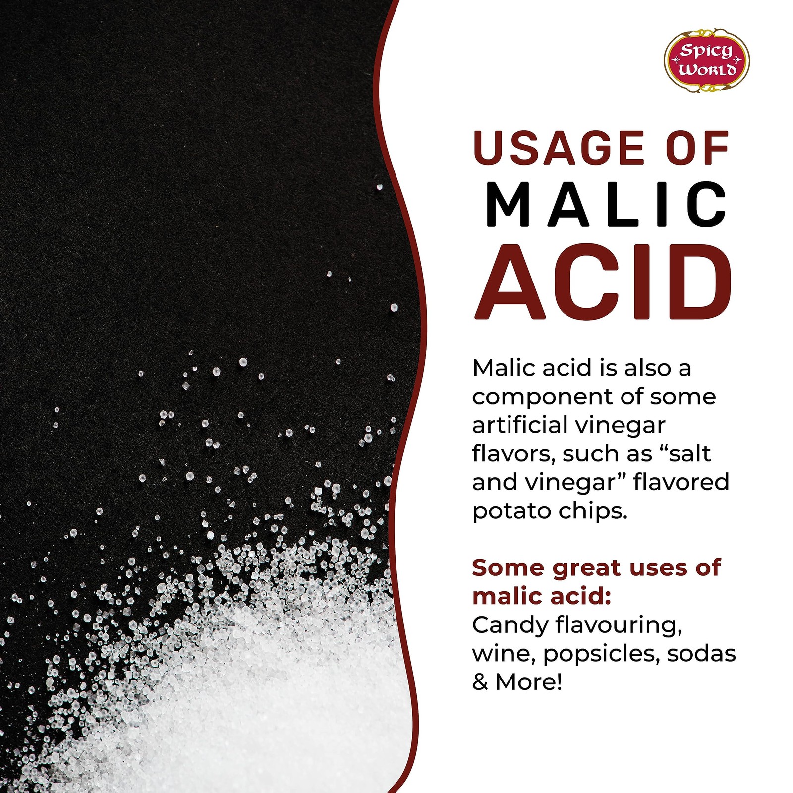 Spicy World Malic Acid Powder 1.75 LB (28oz) – Food Grade, Crystals, Tart Flavor