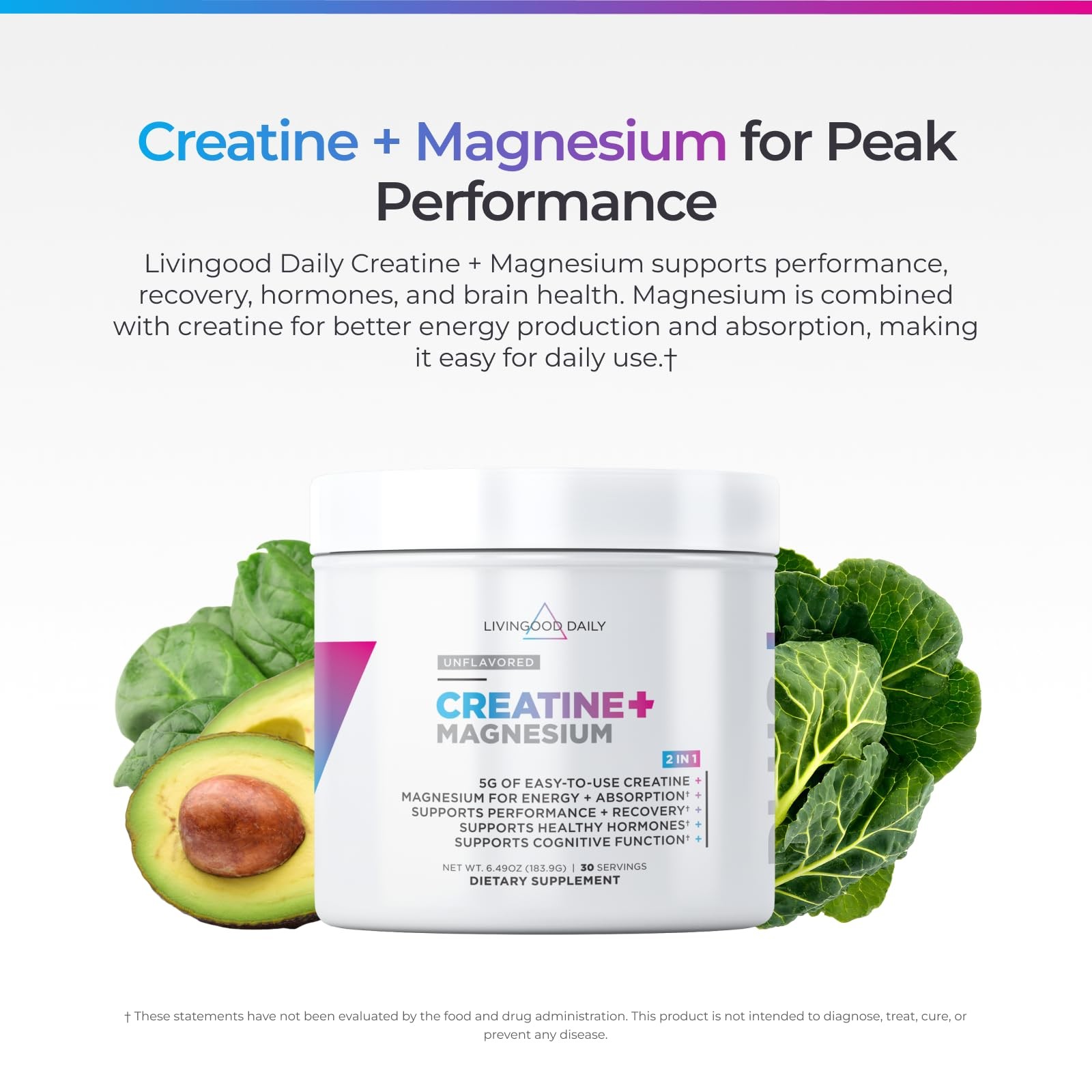 Creatine + Magnesium Powder, Unflavored | 5g Micronized Creatine Monohydrate …