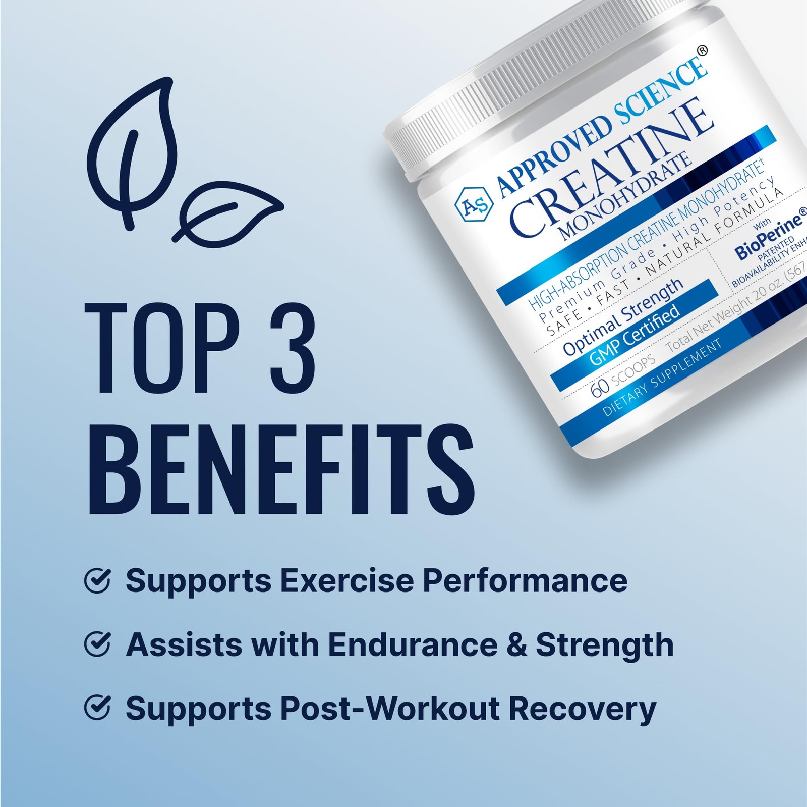 Approved Science Creatine Monohydrate Powder – with 10.6 Ounce (Pack of 1)