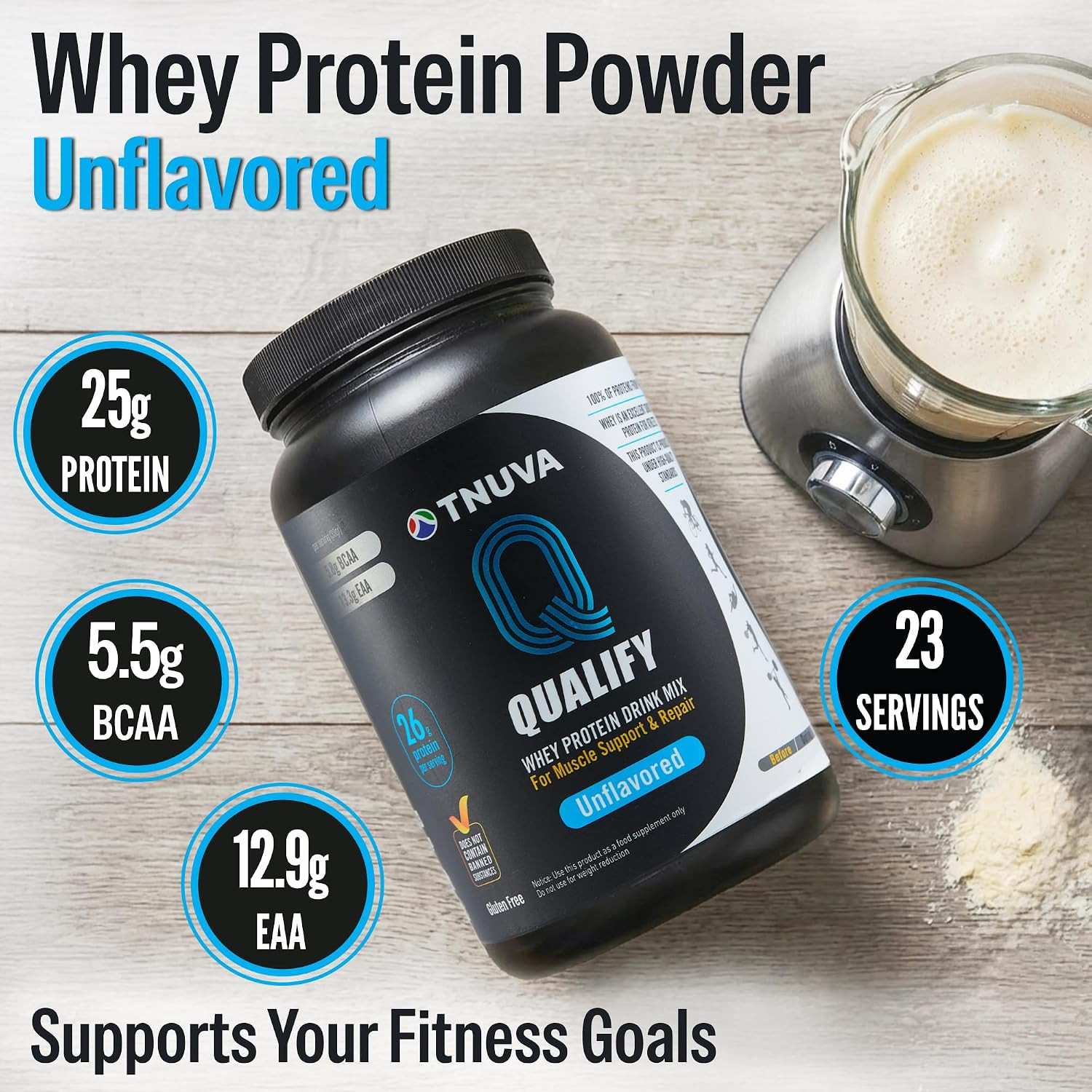 Unflavored Whey Protein Powder. 25g Protein Shake for Post Workout Recovery, Smo