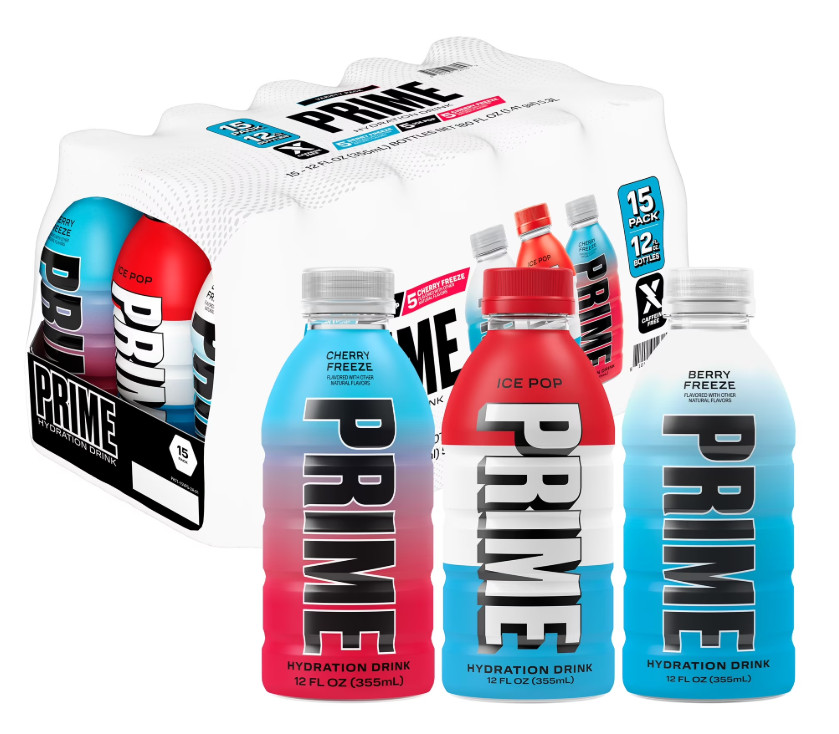 Prime Hydration Sports Drink, Ice Pop, Cherry Freeze, Berry Freeze, 12 fl oz, 15
