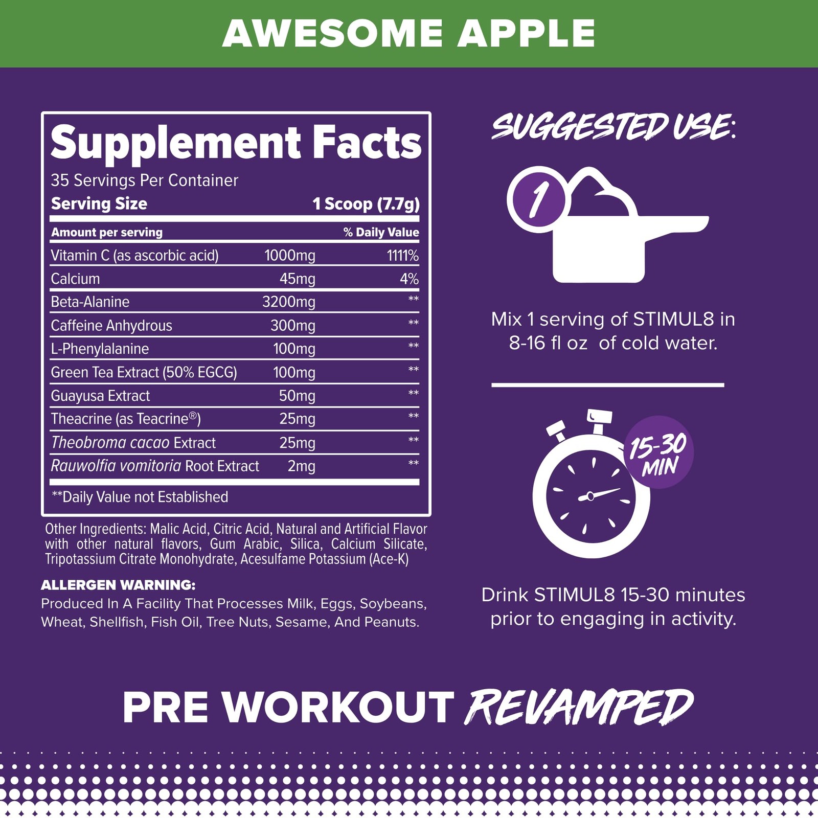 STIMUL8 Original Pre Workout Energy Supplement for Men and Women 300mg Caffeine