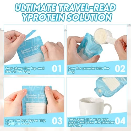 Protein Powder Travel Container BagsPcs Leakproof Bottle-Shaped Disposable 60