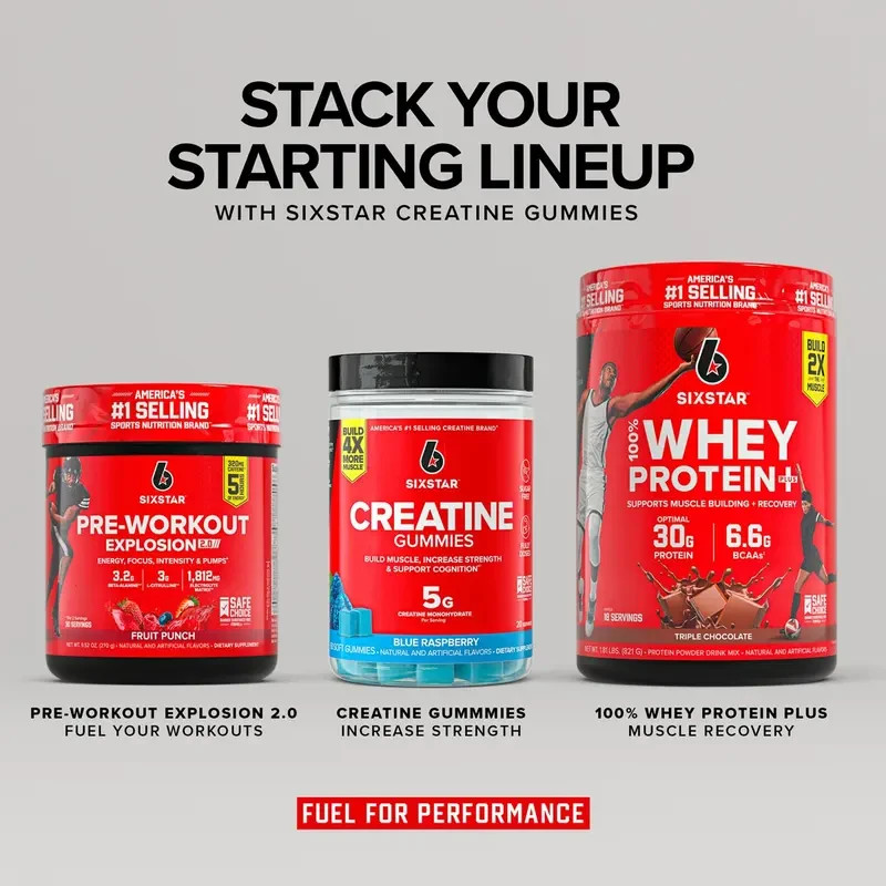 Creatine Gummies Blue Raspberry Muscle & Performance Supplement 5g 30 Servings