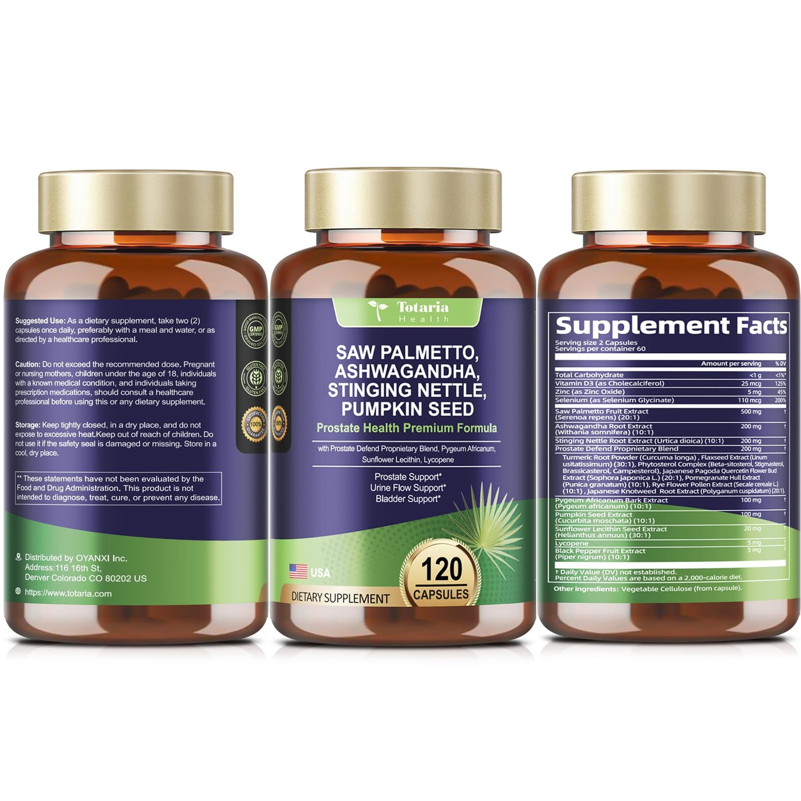 Totaria 2Pack Organic Saw Palmetto – Prostate Health 120 Count (Pack of 2)