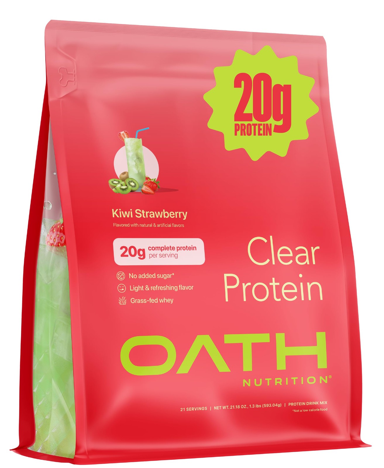 Clear Whey Isolate Protein Powder, Kiwi Strawberry, 20g Complete Protein per