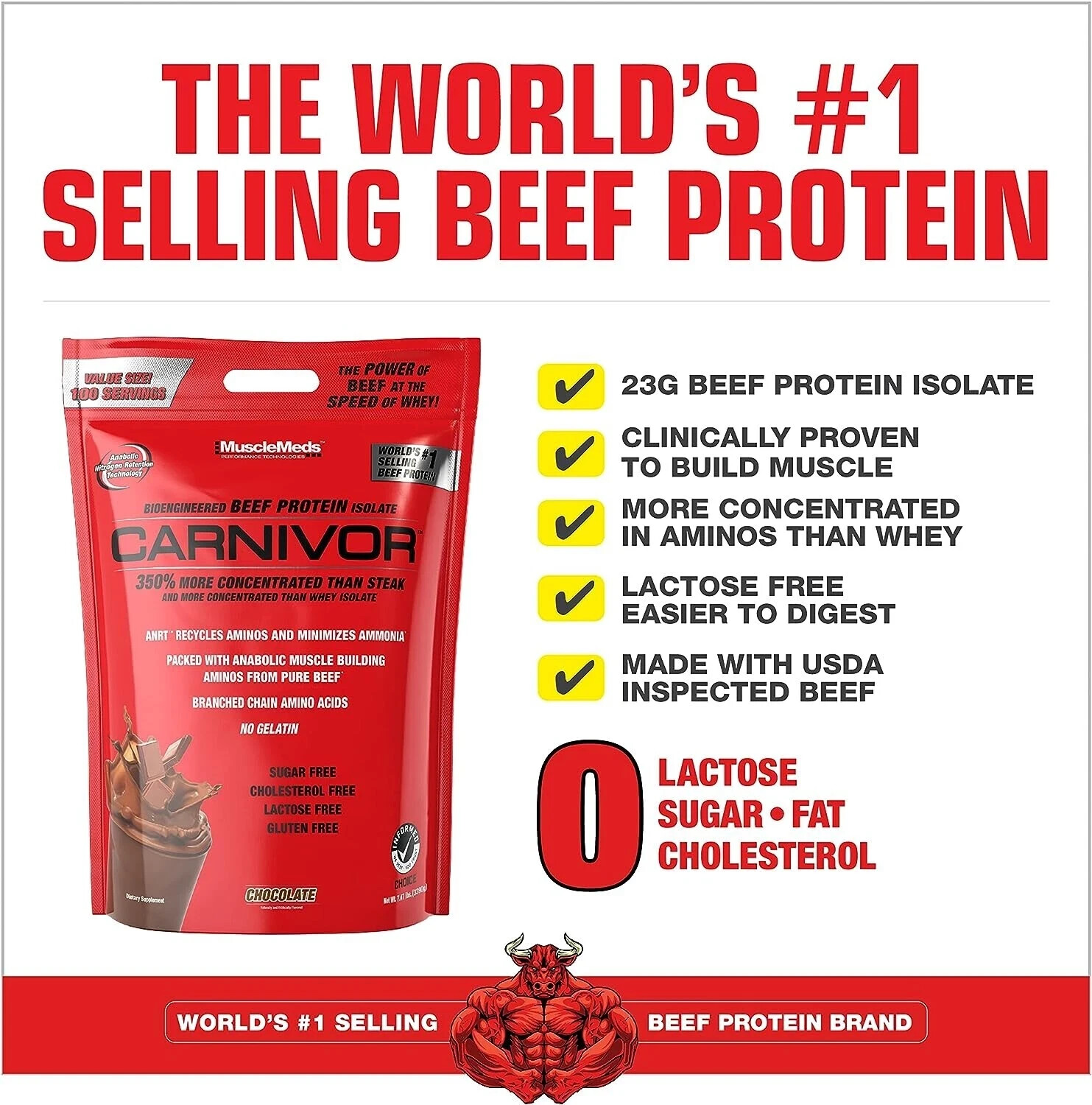 MuscleMeds Carnivor Beef Protein Isolate 100 Servings 7.34lb Bags 2 Flavors NEW