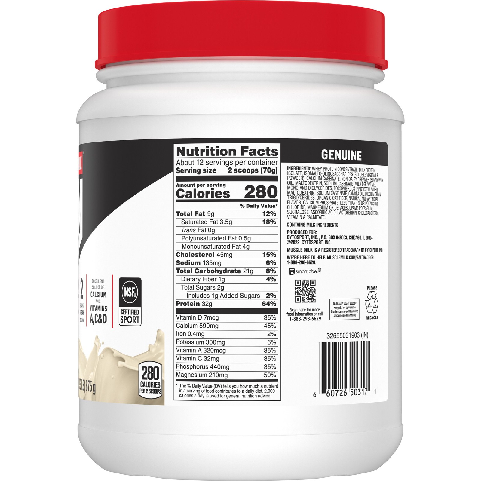 Vanilla Protein Powder 32g 1.9lb 30.9oz Genuine