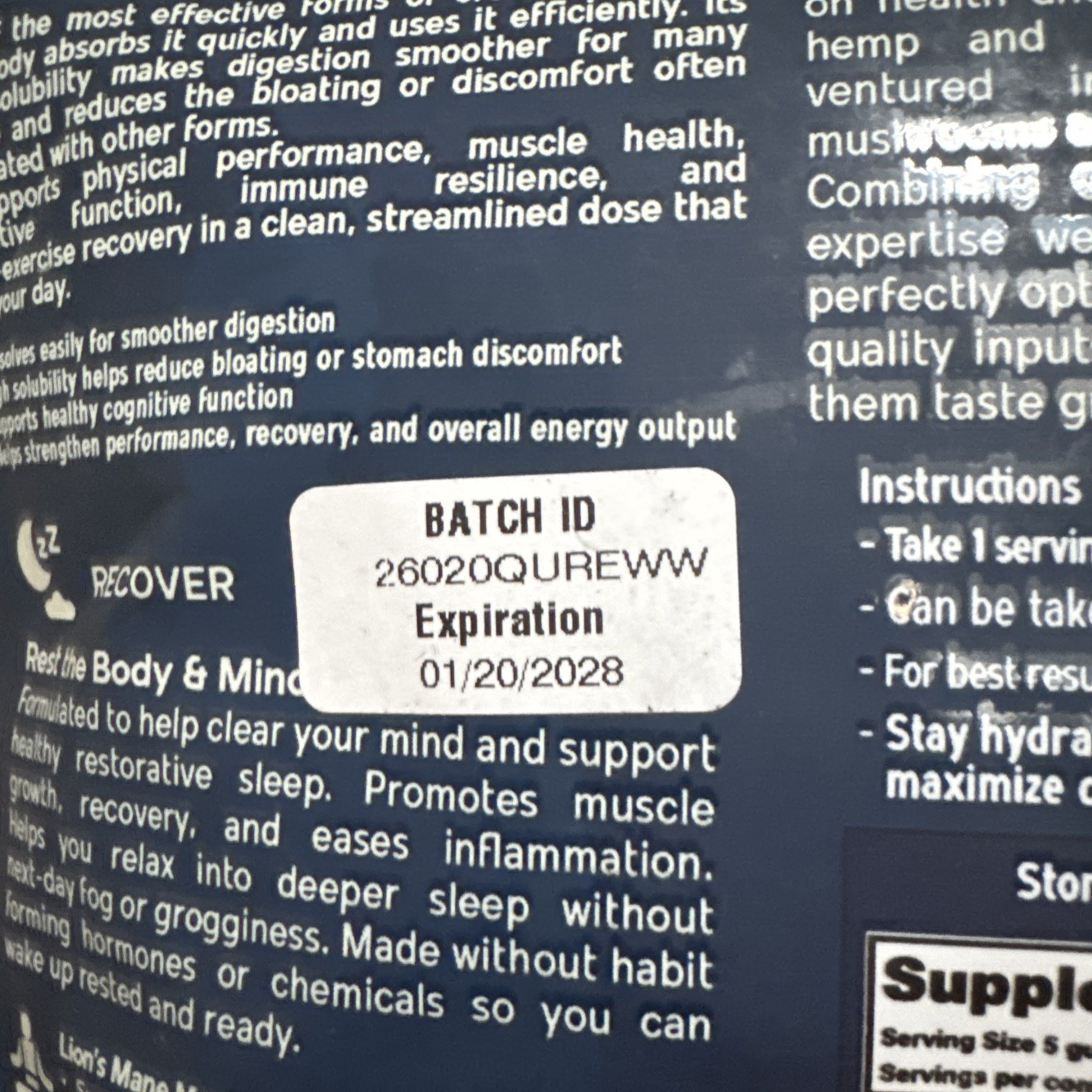 QUOR RECOVER Creatine Gummies Vegan Nootropic 60 Count Exp 01/20/28 Blue Razz