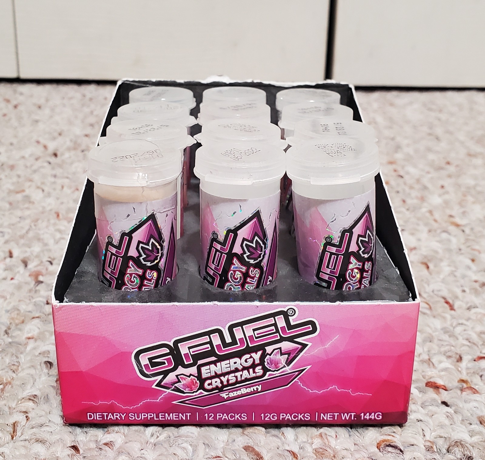 GFuel Energy Crystal Display With 12 Tubes (3 different flavors) DISCONTINUED