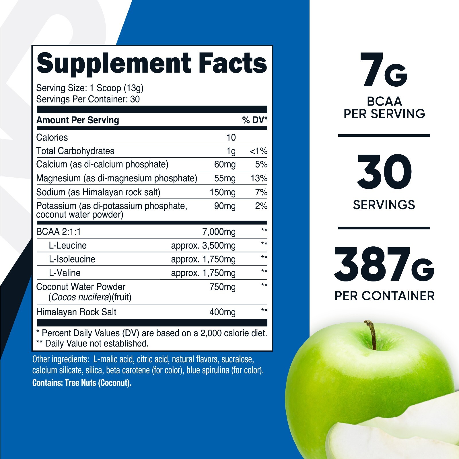 Nutricost BCAA+ Hydration Powder (Green Apple) 30 Servings