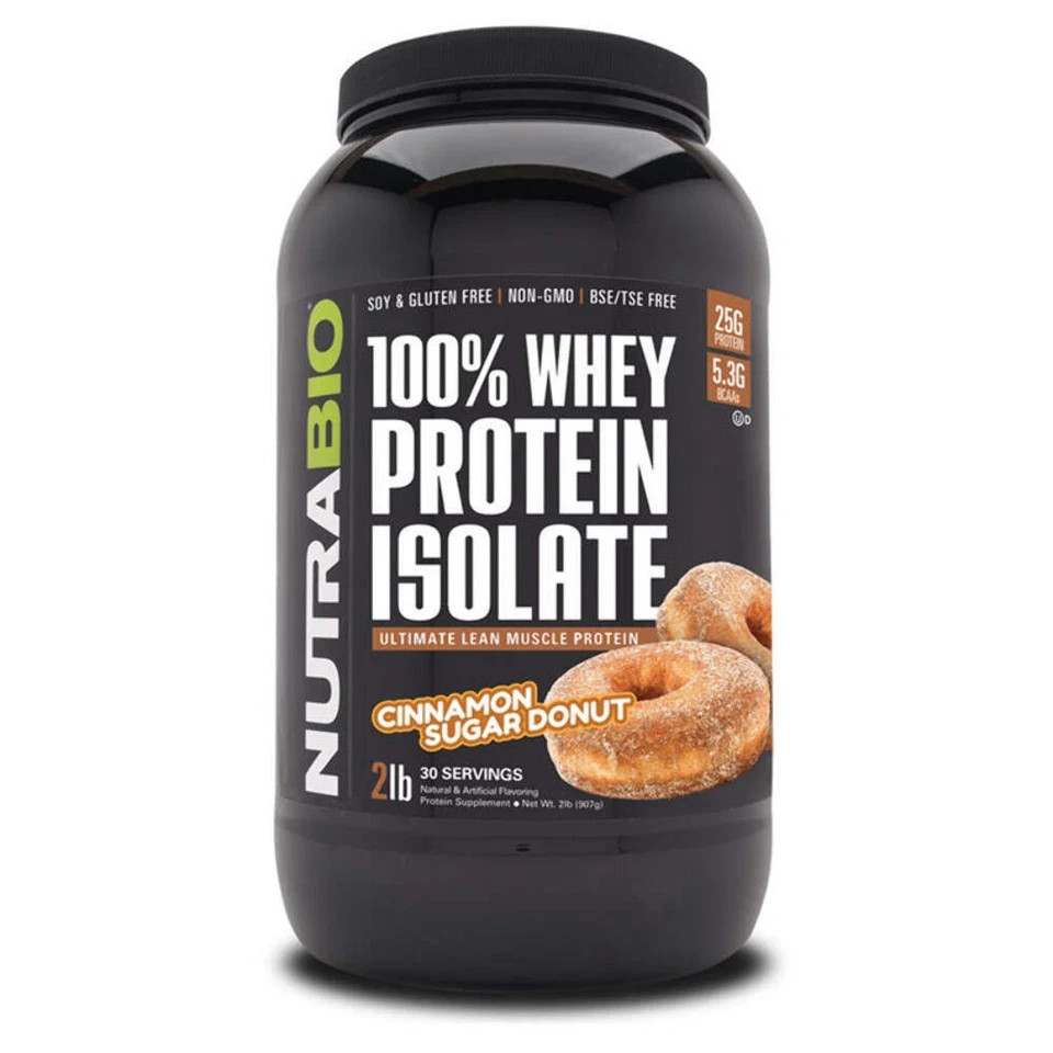 NutraBio Whey Protein Isolate 2lb CINNAMON SUGAR DONUT FLAVOR