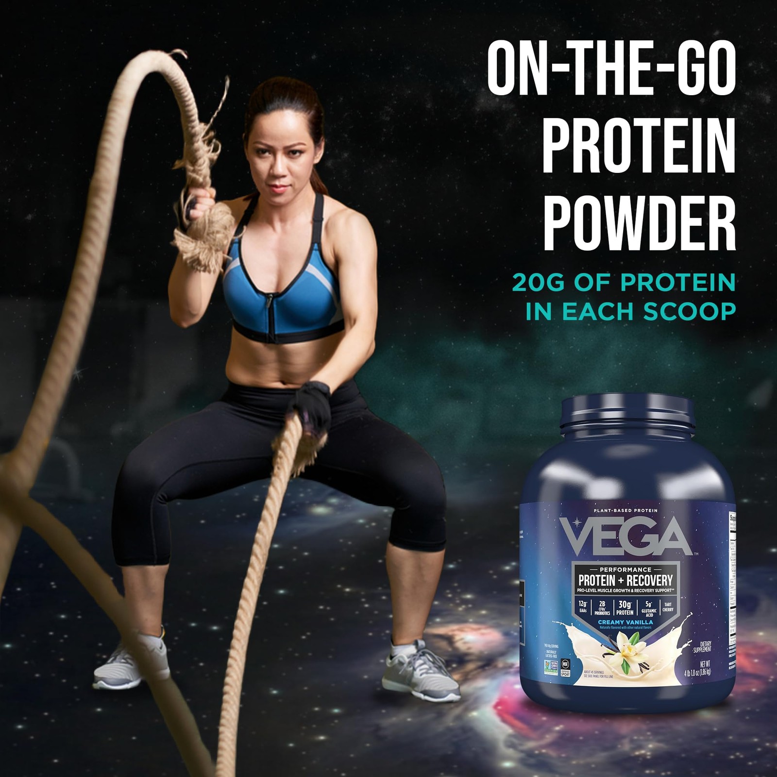 Vega Protein + Recovery, Vanilla – 30g Vegan Protein, Dairy & Gluten Free, Probi