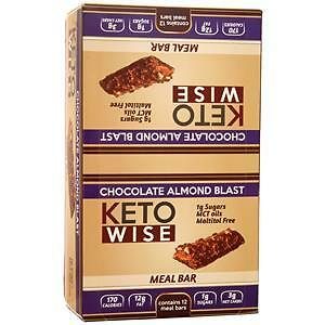 HealthSmart Foods Keto Wise Meal Bar Chocolate Almond Blast 12 bars