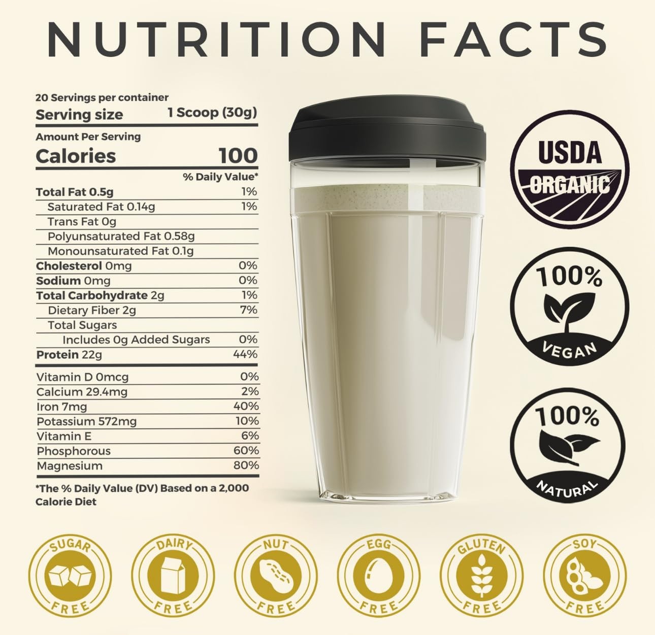TUPAXA USDA Organic Hemp Protein Powder for Women & Men – Unflavored Pure Natura