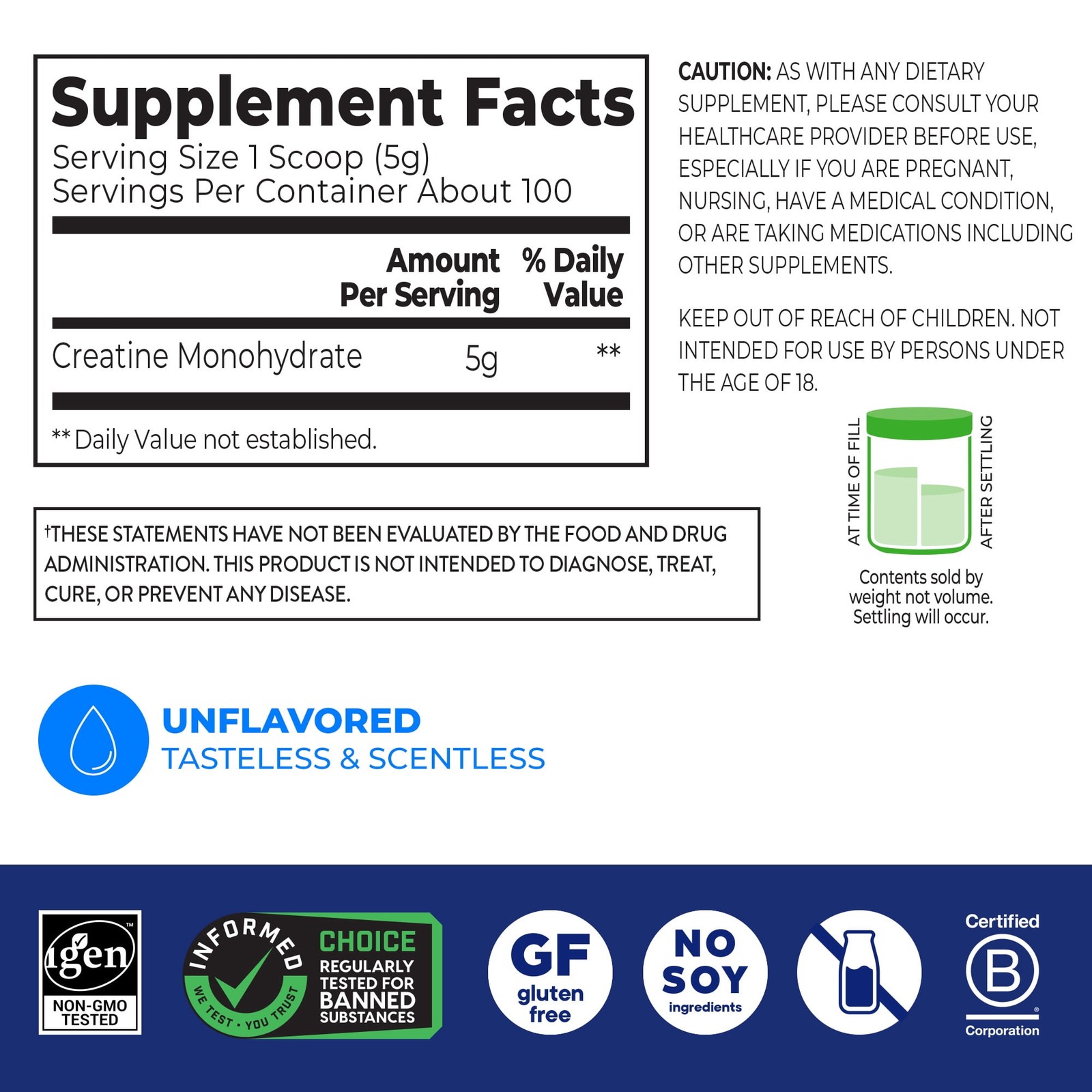 Orgain Micronized Creatine Monohydrate Powder, Unflavored, 100 Servings