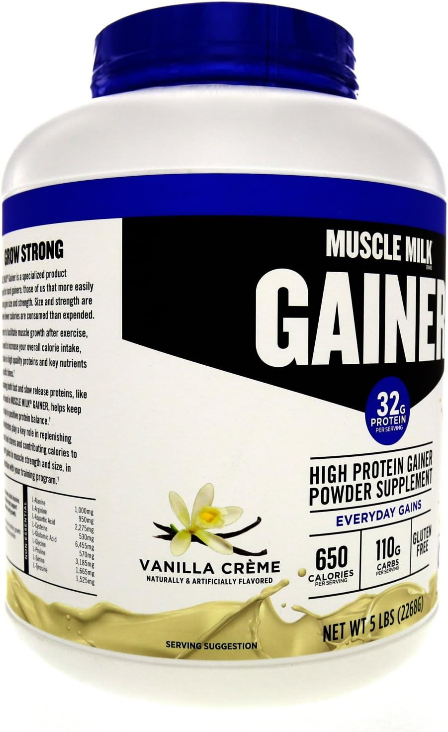Muscle Milk Gainer Protein Powder, Vanilla Creme, 32G Protein, 5 Pound
