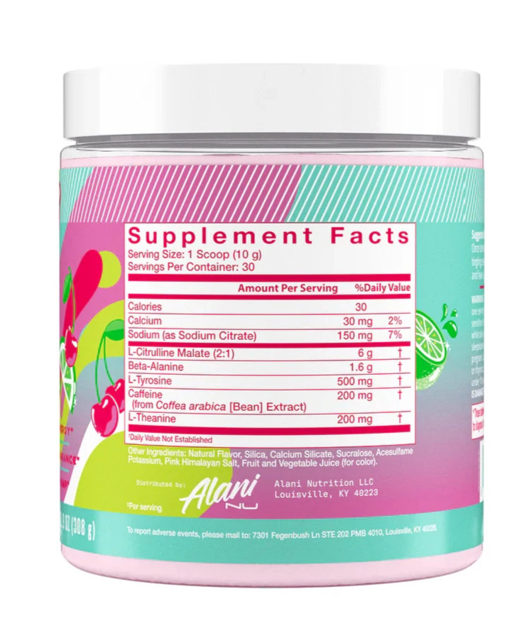 Alani Nu Pre Workout Cherry Twist 30 Servings (10.9 oz) Expires 01/2027