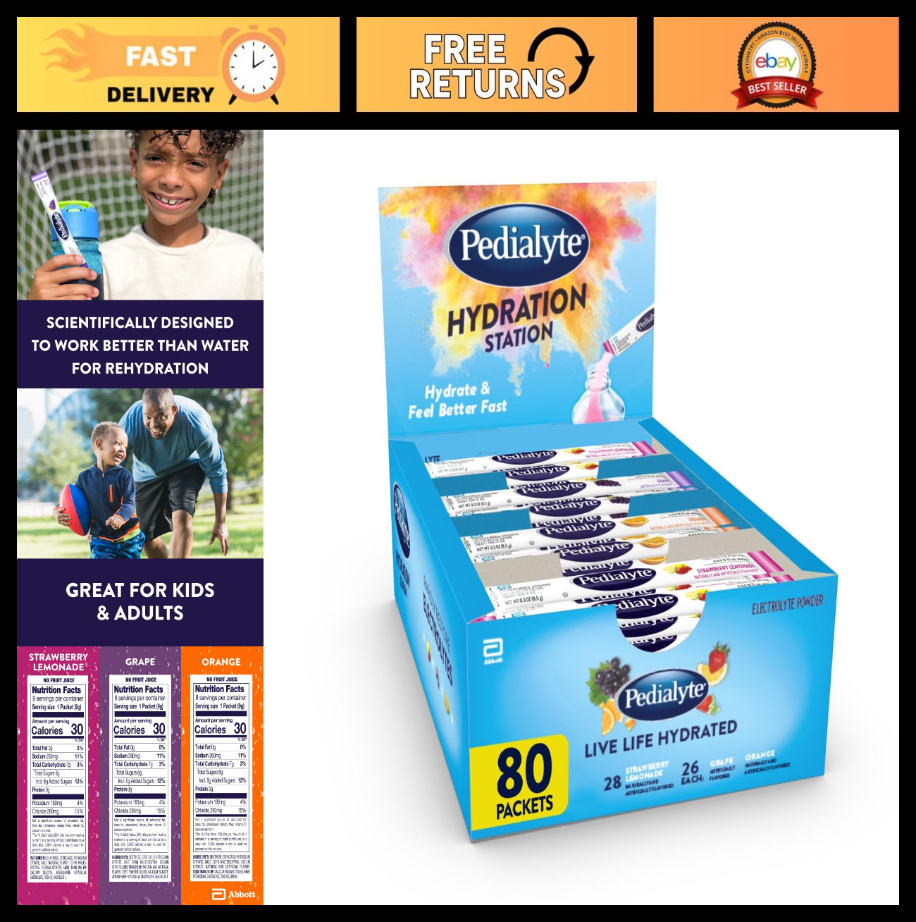 Electrolyte Powder Packets for Hydration | Kids & Adults Variety Pack – Grape, S
