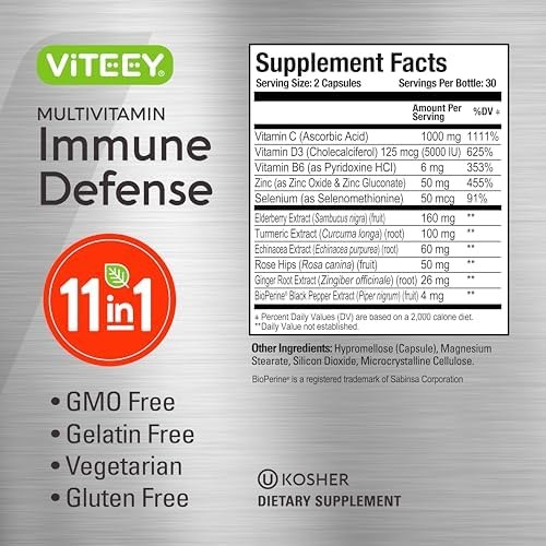 Viteey 11 in 1 Immune Support Supplement – Immune Defense | with Vitamin D3, B6,