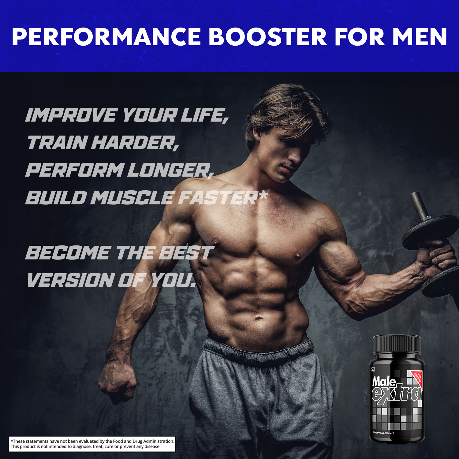 Male Extra Performance Supplement, MaleExtra for Enhancement 60 Capsules 1 Pack