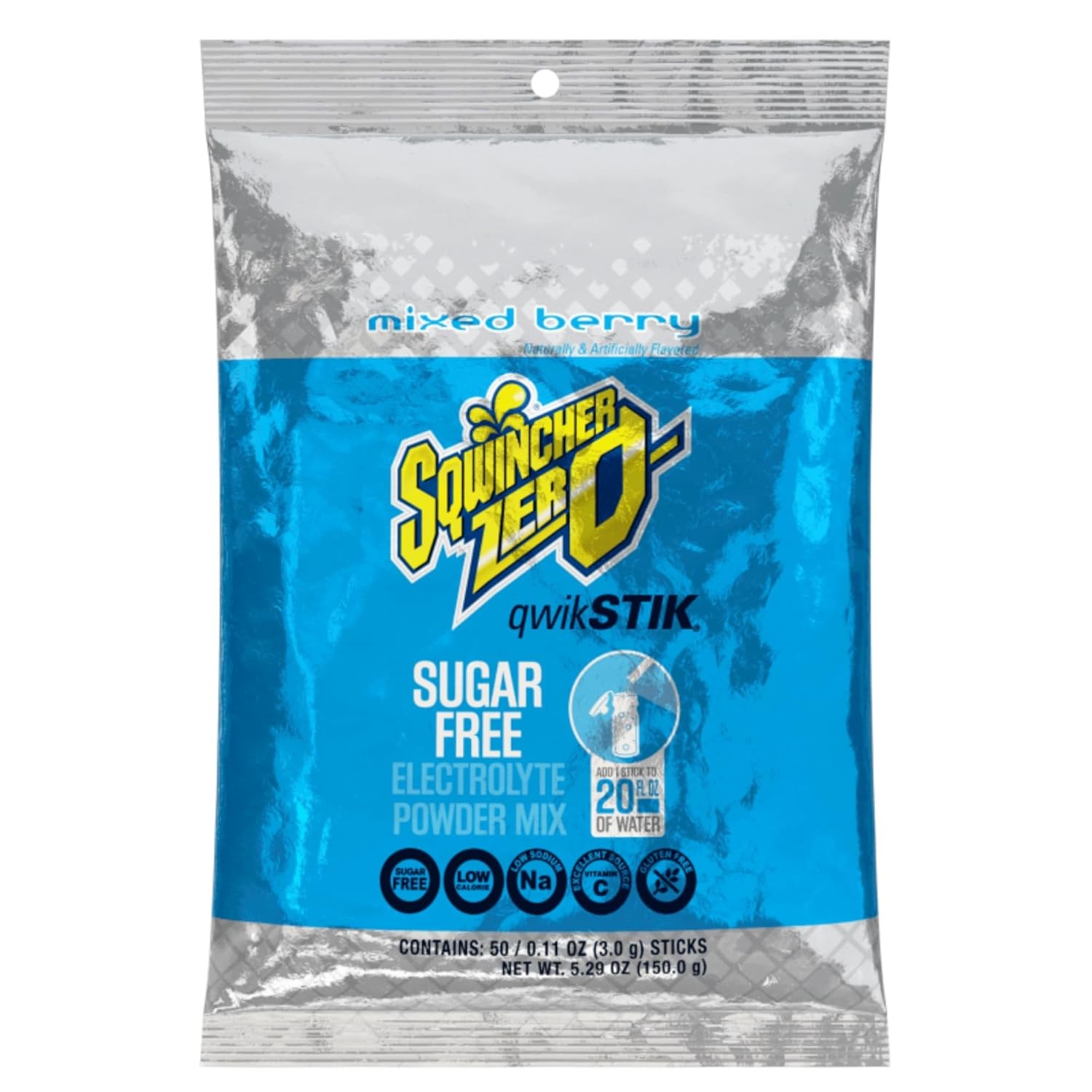 Sugar Free Sports Drink Mix Powder, Mixed Berry 0.11 Ounce (Pack of 50)