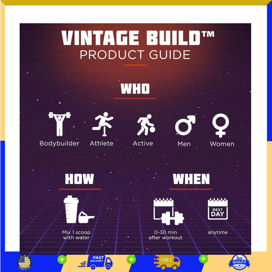 Vintage Build – Post Workout Recovery & Muscle Building Powder Drink for Music