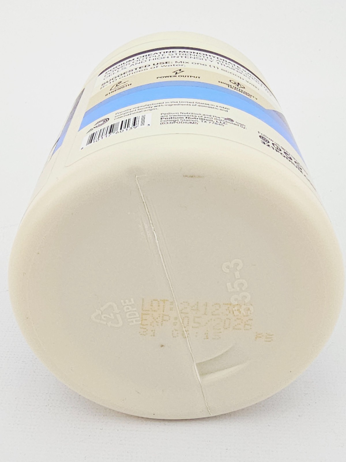 Podium Creatine Monohydrate Powder Unflavored 40 Servs BB 05/26