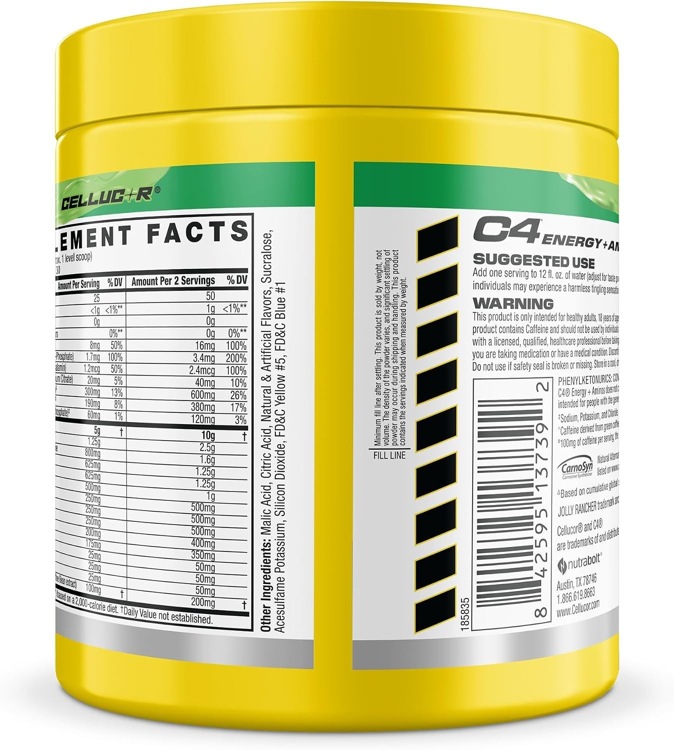 Energy and Aminos Powder 5g BCAAs EAAs Jolly Rancher Green Apple Zero Sugar 3…