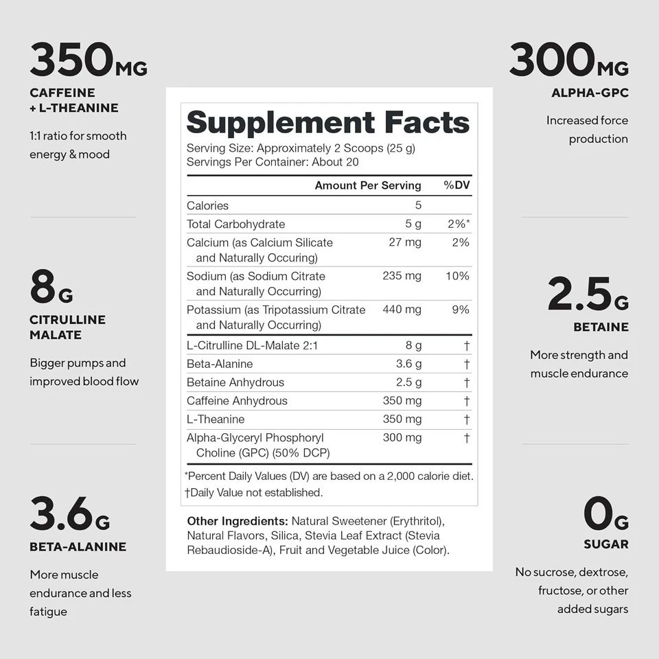 Legion Pulse Pre-Workout without Caffeine-Fruit Punch-20 sev-EXP 2028+ | 2 packs