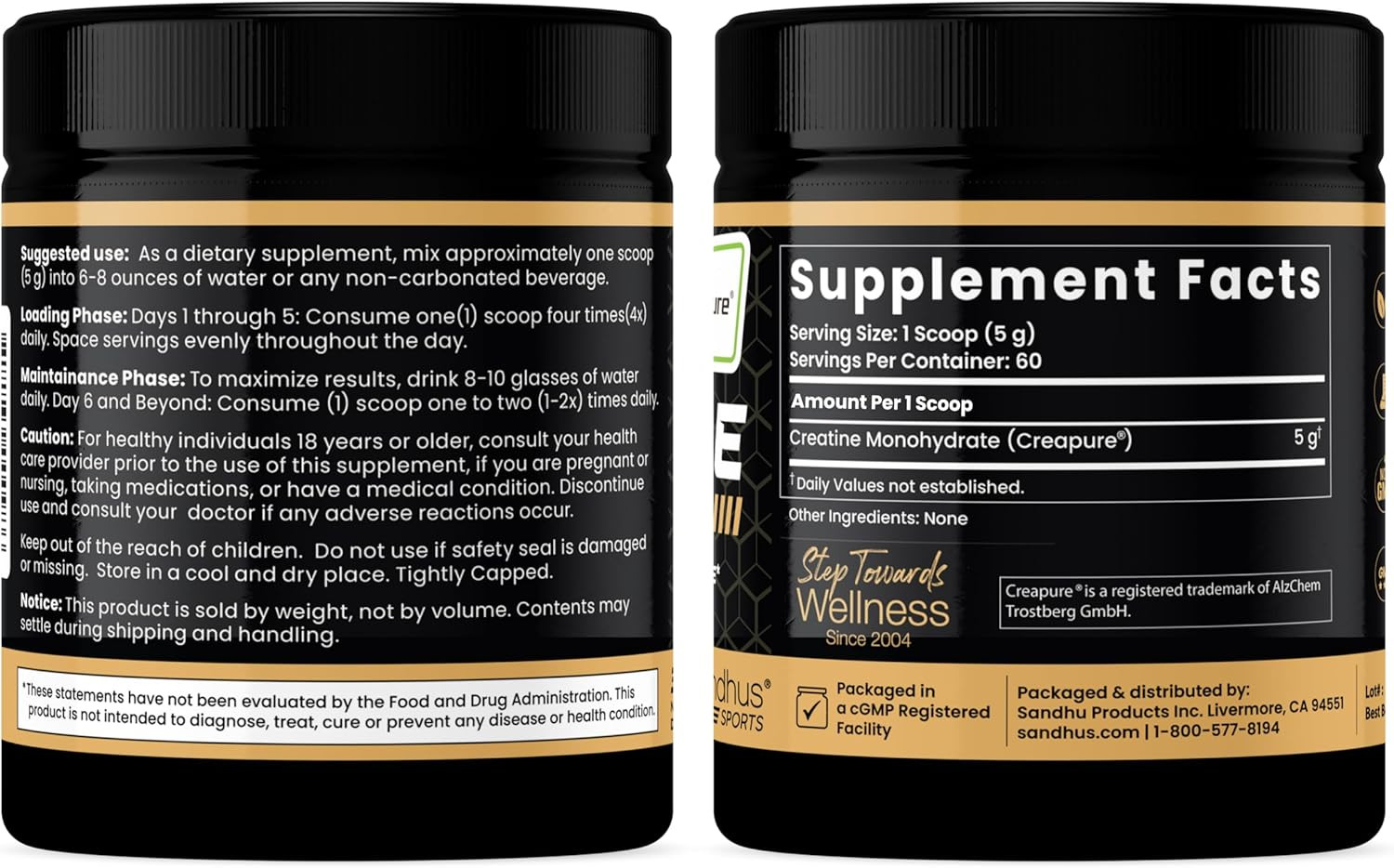 Creapure German Creatine Monohydrate Powder Supplements for Men & Women, Unflavo