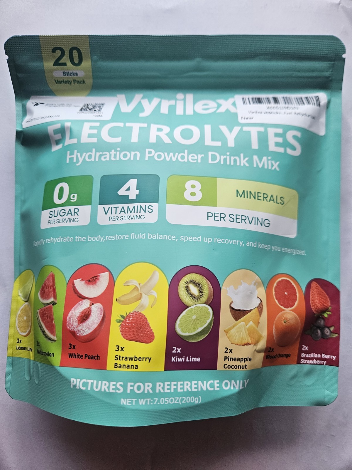 Vyrilex Electrolytes Hydration Powder Drink Mix Sugar-Free Keto Variety 20 ct
