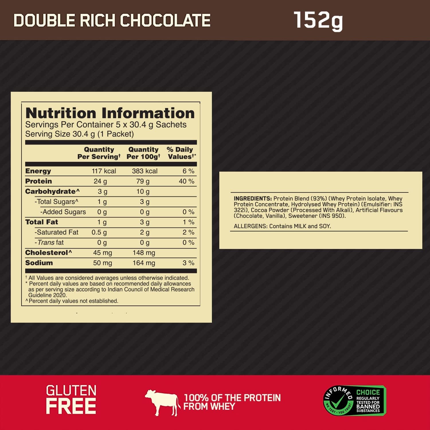 ON Gold Standard 100% Whey | Chocolate | 5 x 30.4g Sachets
