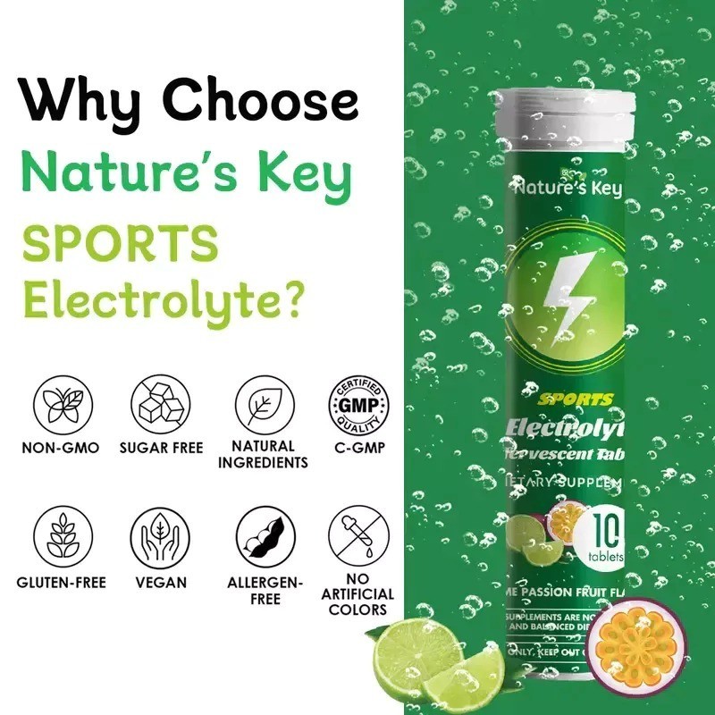 Nature’s Key Electrolyte Effervescent Tablets Lime & Passion Fruit 30 Tablets
