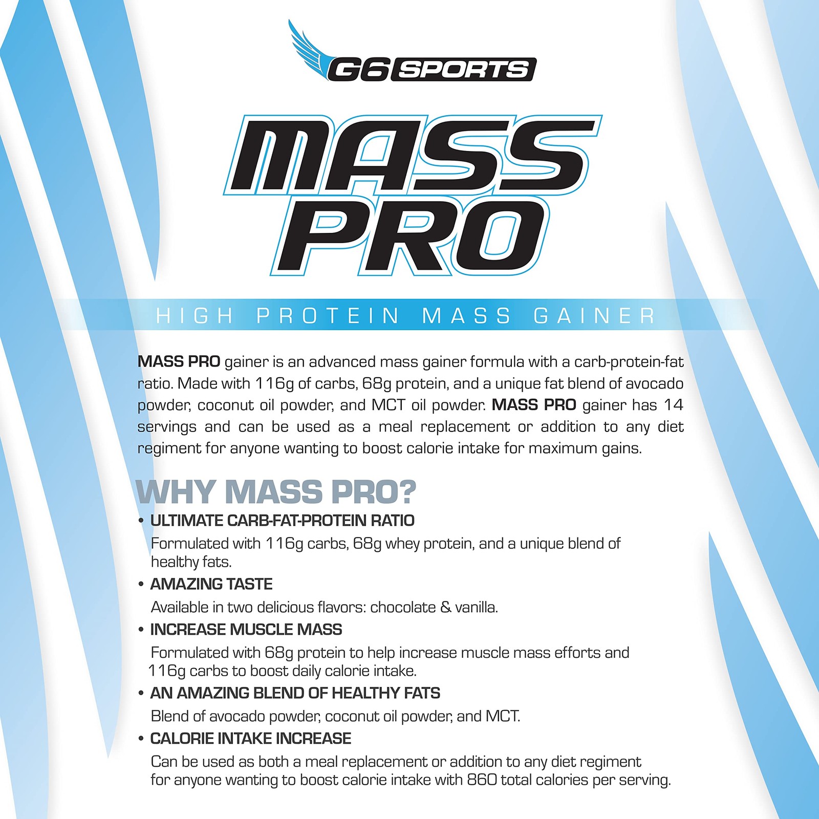 G6 Sports Nutrition Mass Pro High Protein Mass Gainer
