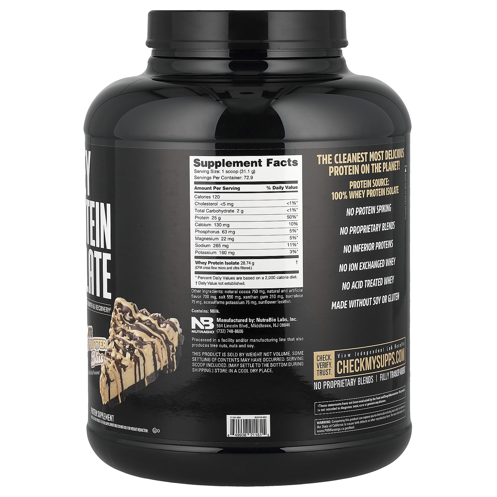 Whey Protein Isolate, Chocolate Peanut Butter Bliss, 5 lb (2,268 g)