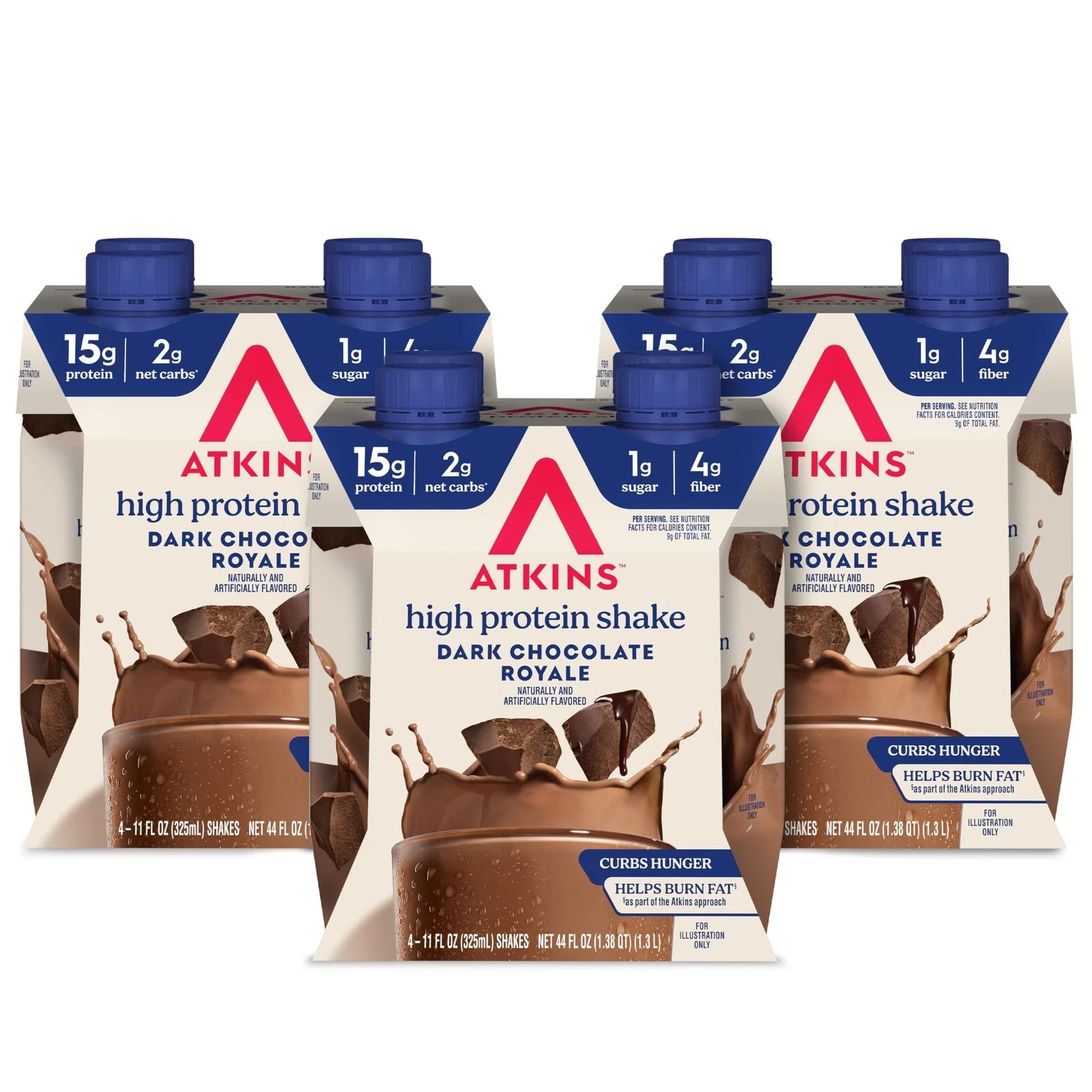 Atkins Dark Chocolate Royale Protein Shake, High 11 Fl Oz (Pack of 12)