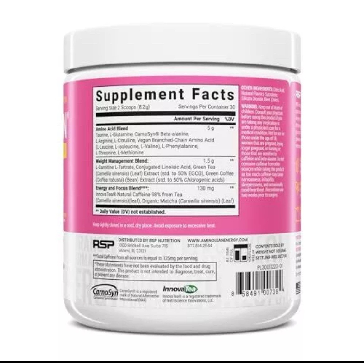 RSP Nutrition AminoLean Pre Workout Powder with BCAAs, Amino Acid Energy