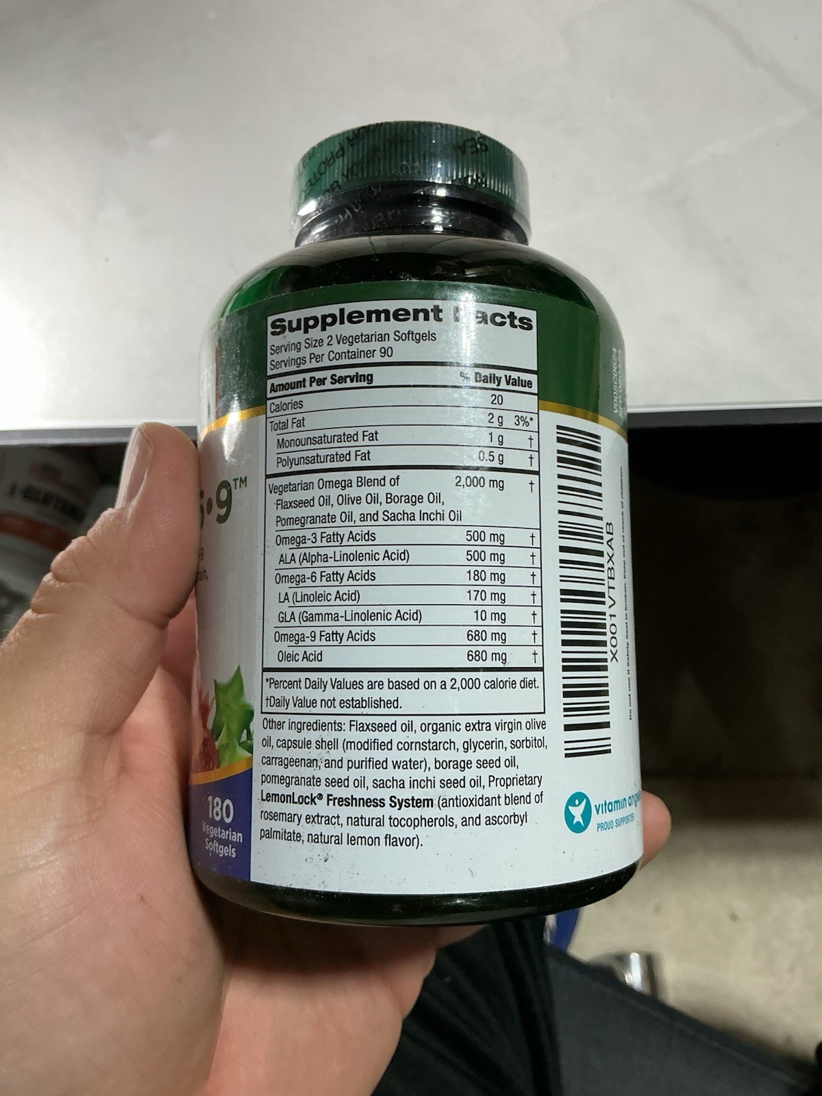 Purity Products Vegan Omega 3-6-9 5 in 1” Essential Fatty Acid – LARGER 180 CT