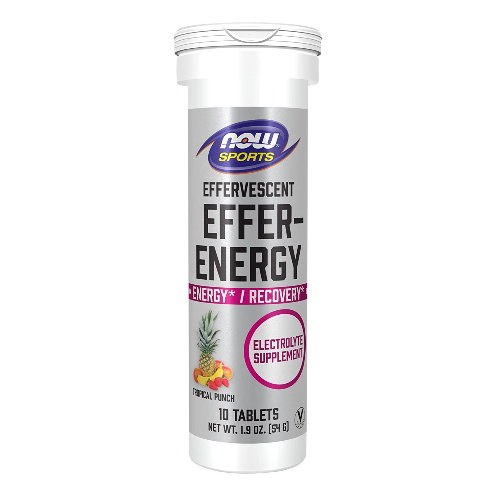 NOW FOODS Effer-Hydrate Effervescent Orange Tropical Punch – 10 Tablets, Energy