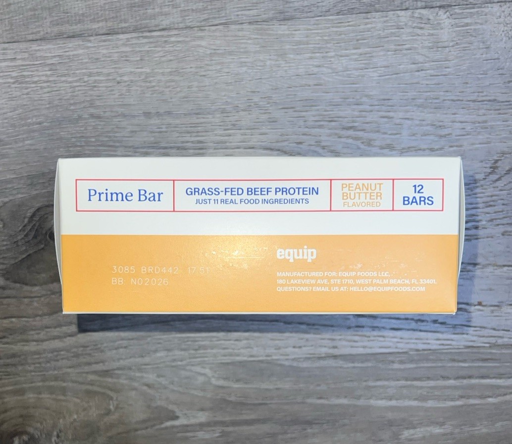 Prime Food Equip Prime 20g Grass Fed Beef Protein Bars 12 Peanut Butter Bars