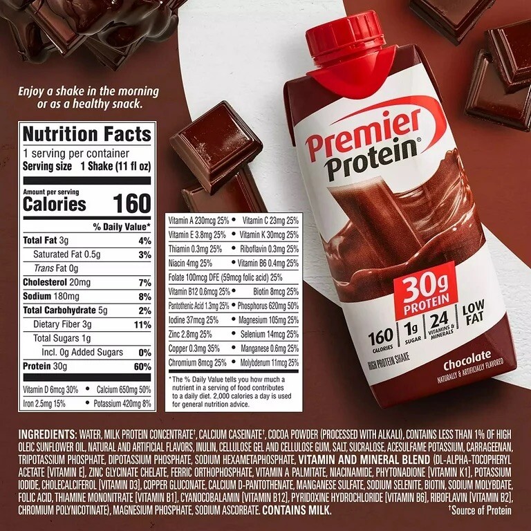 Premier 30G Protein plus Energy and Immune Support Shakes, 11 Fl Oz, 18-Pack